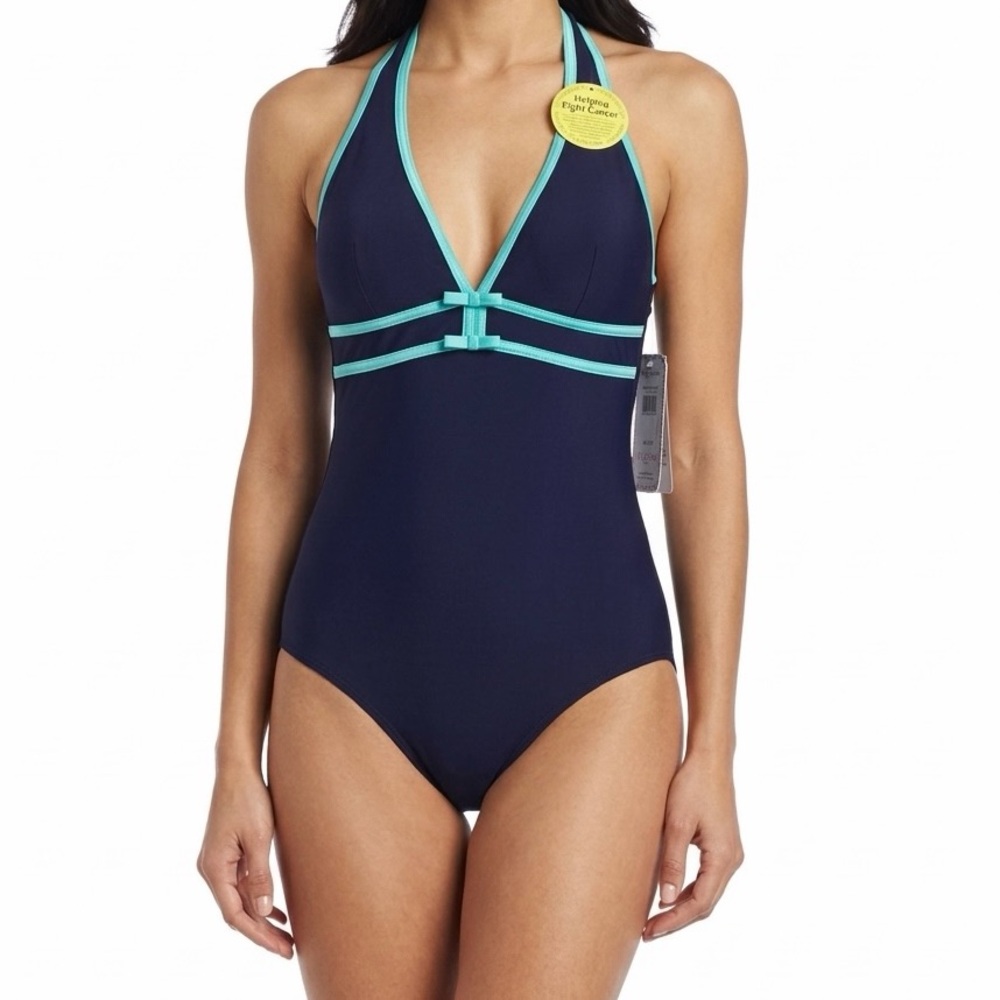 It Figures ! Navy Halter One-Piece Swimsuit NWT’S Size 10